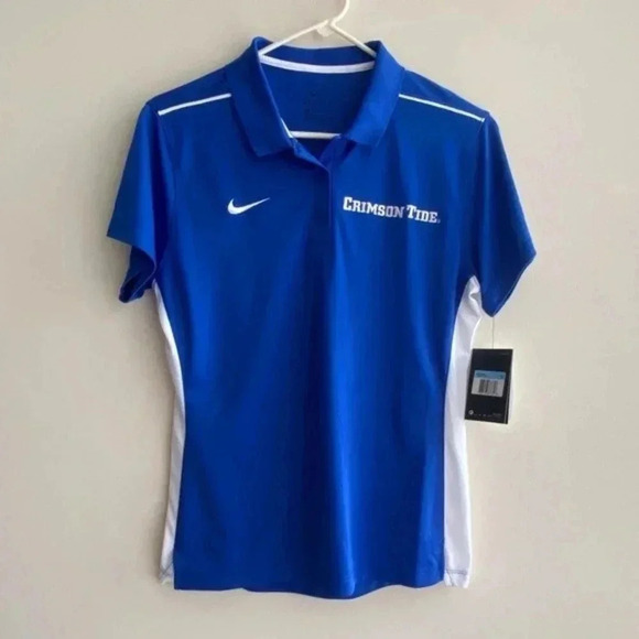 Nike Dri-Fit Blue and White Alabama Crimson Tide Polo Shirt, Women’s Medium - Picture 2 of 15